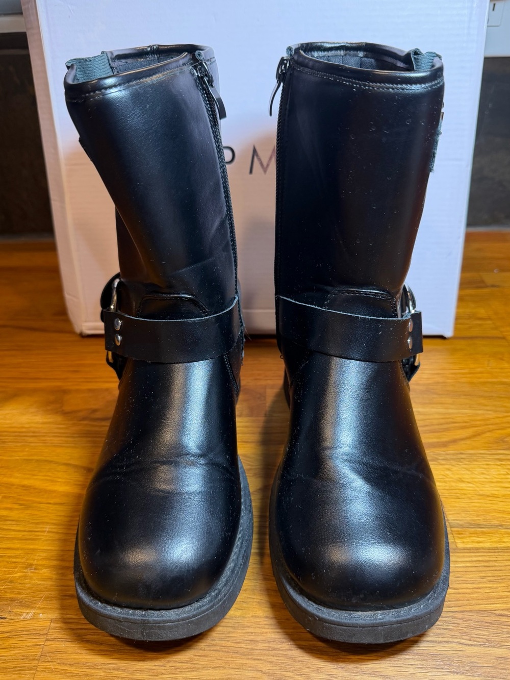 TOP Moda Black PU Moto Boots - Irene-1, Size 6